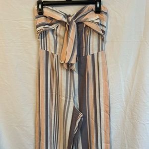 Gypsies and Moondust Peach/Purple Striped Strapless Jumpsuit Size Small